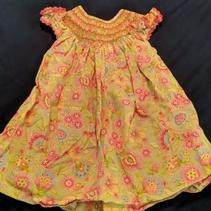 EUC Fancy Threads smocked bishop dress size 12 mo